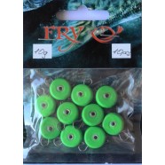 Вантаж вухатий для риболовлі, таблетка (ексцентрик) колір Silvereyes Green Apple, 10шт в уп., вага 10г
